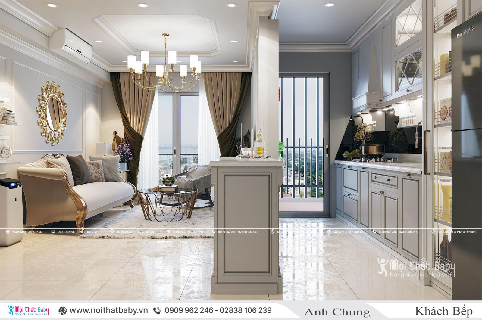 Thiết kế căn hộ chung cư anh Chung 84m2 Emerald Celadon City